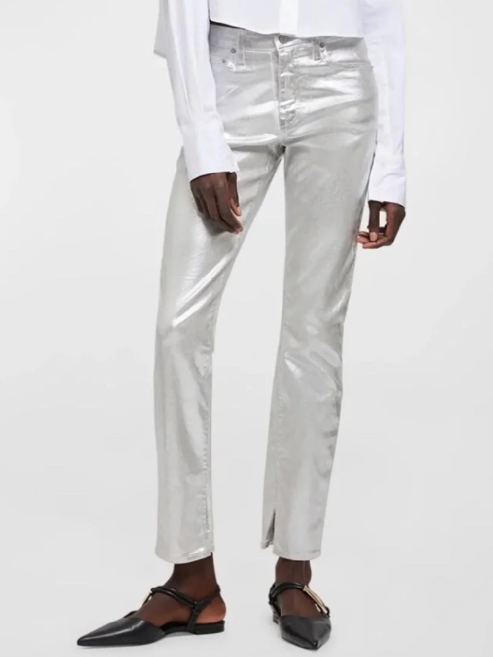 🩶 Jonathan Simkhai Standard Rae Metallic High Waist Ankle Skinny Jeans🩶